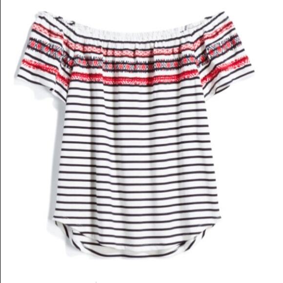 Stitch Fix THML Mirah Off-The-Shoulder Embroidered Cotton Top Blouse // S - Picture 1 of 6